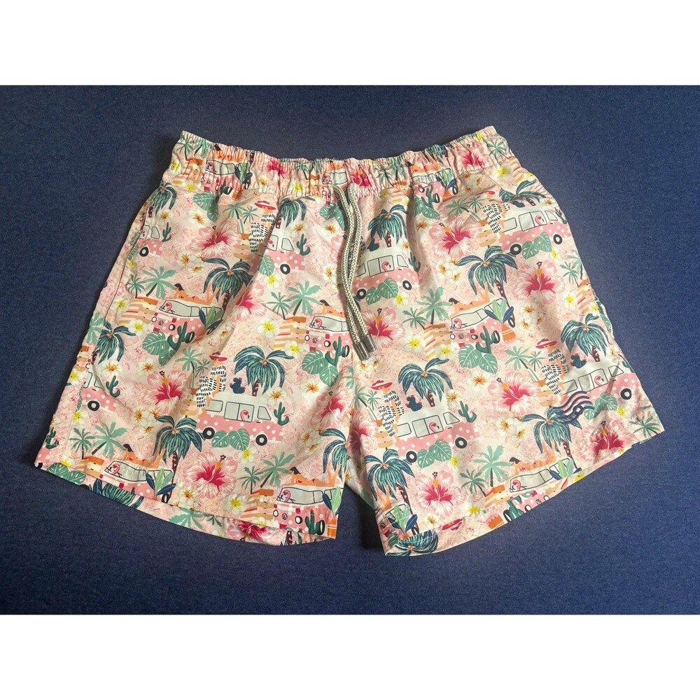 Mayaguana Men's Swim Shorts Tropical Floral Multicolor Drawstring Mesh Lined M